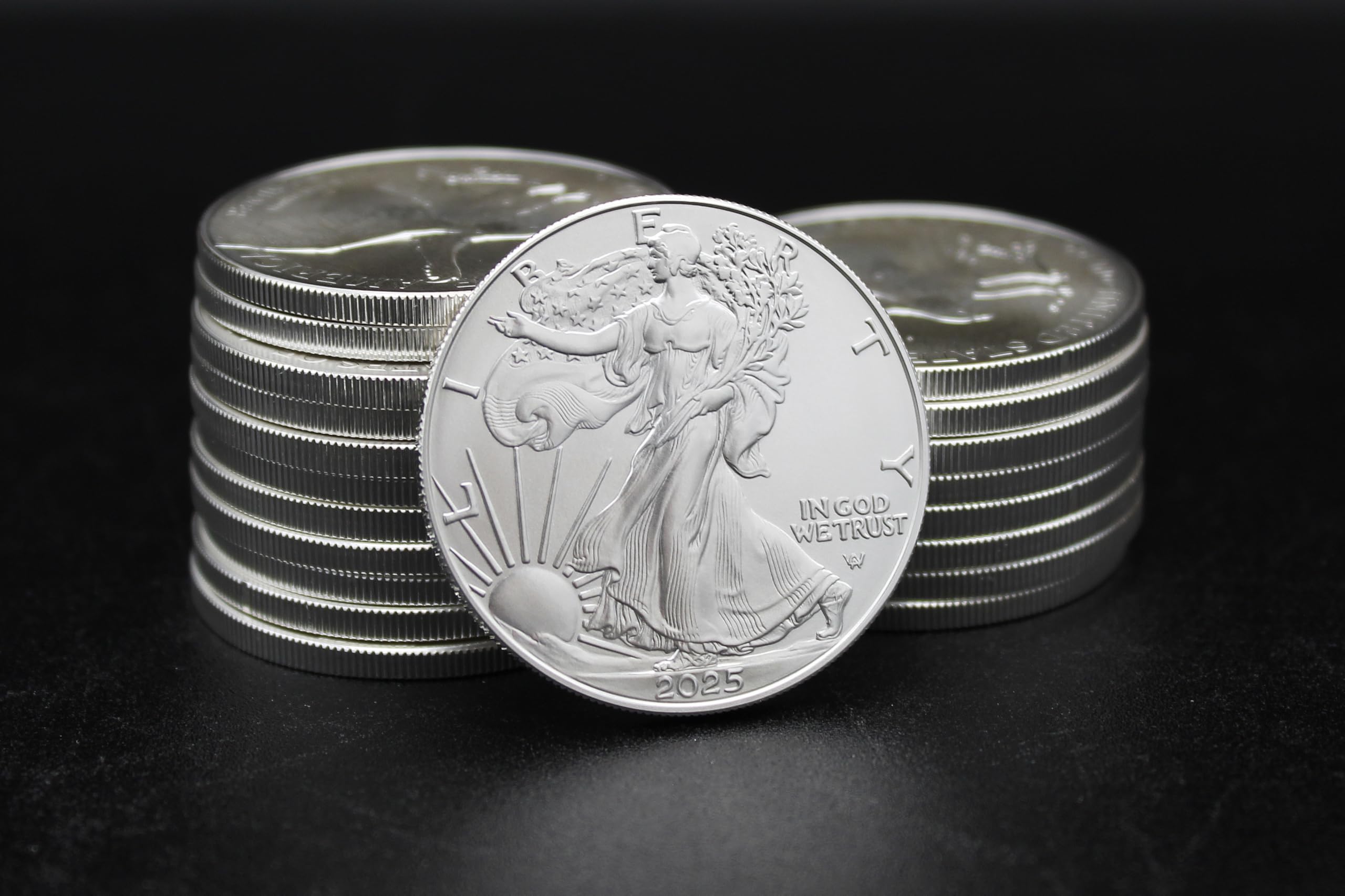 2025 Lot of (10) 1 oz American Silver Eagle Coins Brilliant
